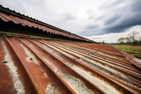 Old rusty texture roof. Corroded aged metallic housetop surface. Generate aiの素材