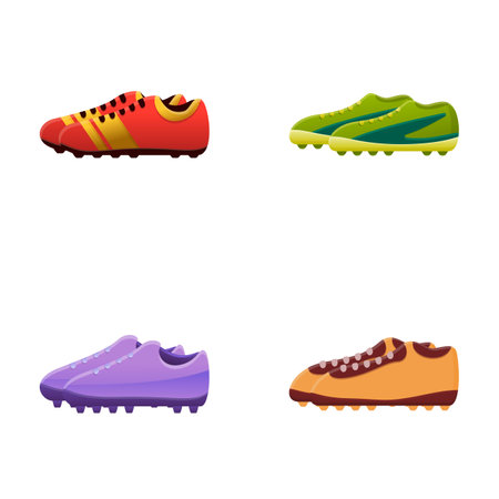 Soccer boot icons set cartoon vector. Various soccer shoe. Sport equipmentのイラスト素材