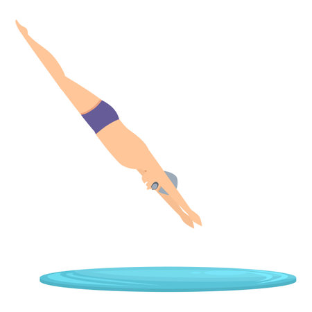 Boy dive in pool icon cartoon vector. Float play. Slide party jumpのイラスト素材