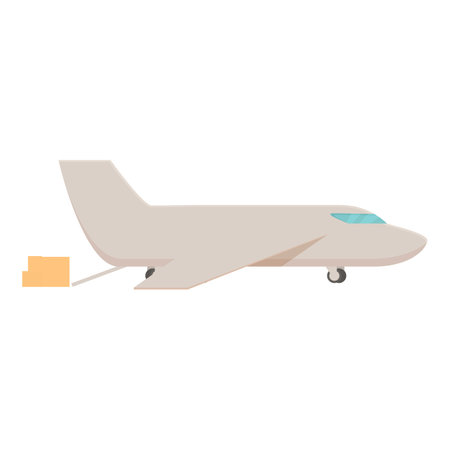 Cargo airplane icon cartoon vector. Handling air letter. Drop boxのイラスト素材