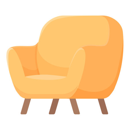 Soft yellow armchair icon cartoon vector. Soiled clean room. Couch comfortのイラスト素材
