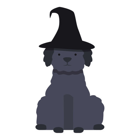 Black dog witch icon cartoon vector. Kitty stick. Card pets funのイラスト素材
