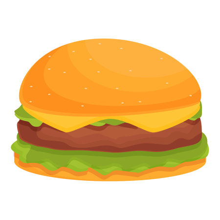 Low burger icon cartoon vector. Bun slice smash. Double cheeseのイラスト素材