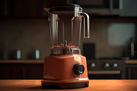 Multifunctional blender kitchen. Electricity and plastic tool with orange color. Generate AIの素材