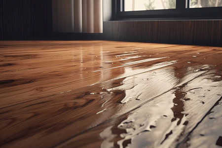 Floor waterproof cover solution. Moisture safeguarding wooden interior floors. Generate aiの素材