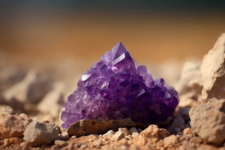 Amethyst dry soil earth floor. Quartz plant gemology arm light. Generate Aiの素材