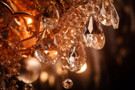 Beauty crystal hanging light chandelier. Sparkle radiant luxury classic retro glasswork. Generate aiの素材