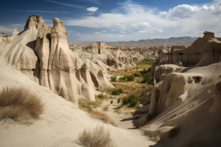 Landscape rocky sandy silk road network. Panoramic picturesque natural hills world trade route. Generate aiの素材