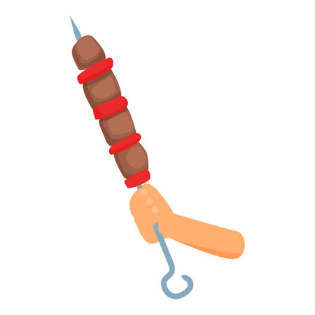 Bbq stick menu icon cartoon vector. Food preparation. Serving boardのイラスト素材