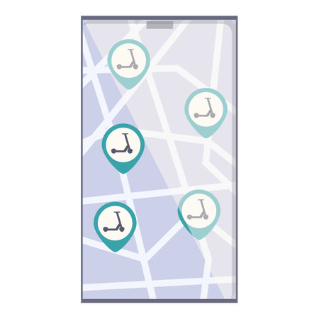 Scooter rental online map icon cartoon vector. Service street. Traffic driveのイラスト素材