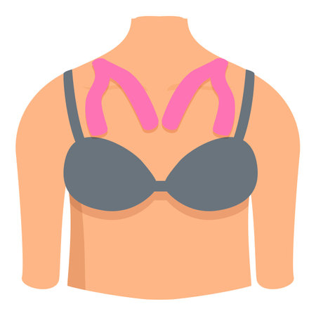 Front female kinesio tape icon cartoon vector. Body joint. Elastic pain reliefのイラスト素材