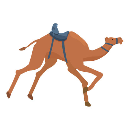 Rider on sport camel icon cartoon vector. Speed farming. Gallop competitionのイラスト素材