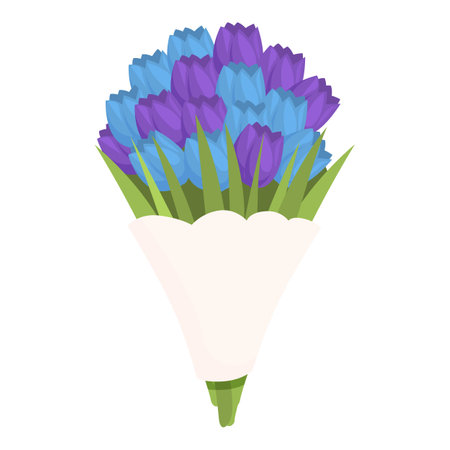 Beautiful flowers bouquet icon cartoon vector. Courier express. Blooming bunchのイラスト素材