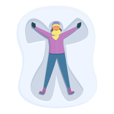 Funny play snow angel icon cartoon vector. Drawing card foot. Nature icy individualのイラスト素材