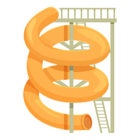 Orange color water slide icon cartoon vector. Ocean party. Summer air attractionのイラスト素材