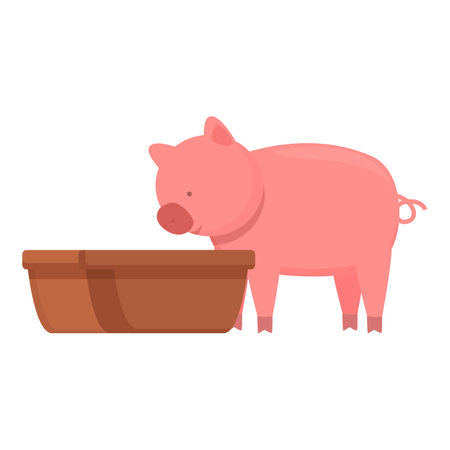 Pig search food icon cartoon vector. Nature food farmer. Household fenceのイラスト素材