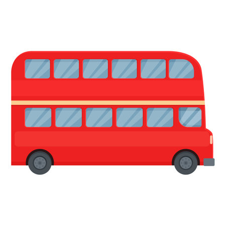 Tour english bus icon cartoon vector. Old door truck. Crimson visitor classicのイラスト素材