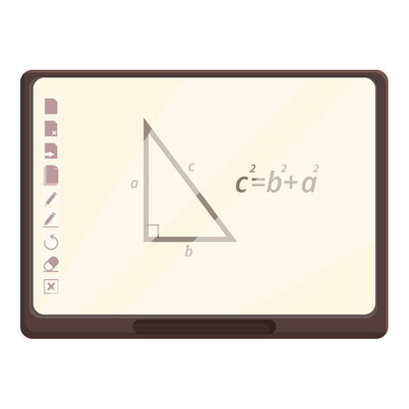 Mathematics on interactive board icon cartoon vector. Computer multimedia. Display monitorのイラスト素材
