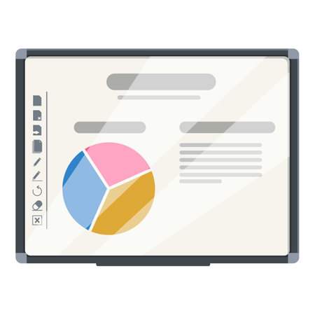 Media pie chart monitor icon cartoon vector. Interactive board. Electronic mediaのイラスト素材