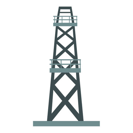 Oil extract tower icon cartoon vector. Ship barrel tank. Marine plant power oceanicのイラスト素材