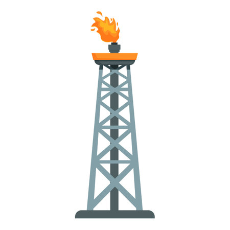 Tower petrol drill icon cartoon vector. Power gasoline derrick. Power plantのイラスト素材