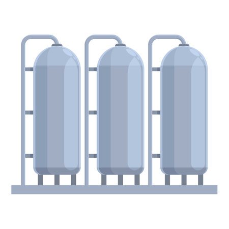 Gas tanks group icon cartoon vector. Gas extraction factory. New transport pipelineのイラスト素材