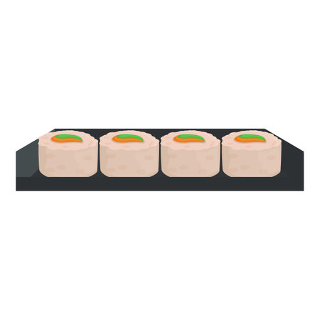 Food package box icon cartoon vector. Meal sushi takeout. Rice fast dishのイラスト素材