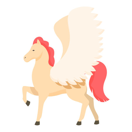 Legendary horse icon cartoon vector. Pegasus with wings. Creature legendのイラスト素材