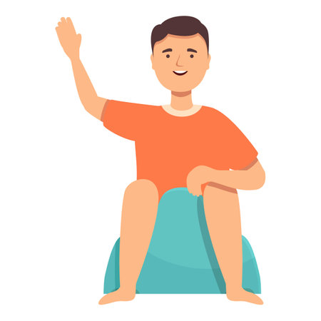 Care infant people icon cartoon vector. Baby sitting on toilet. Morning educationのイラスト素材