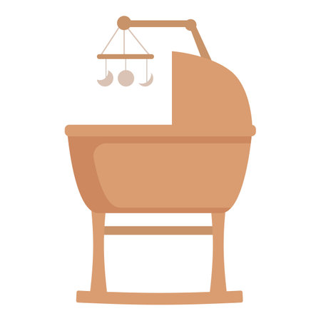 Modern wooden crib icon cartoon vector. Desperate crying baby. Tired eveningのイラスト素材