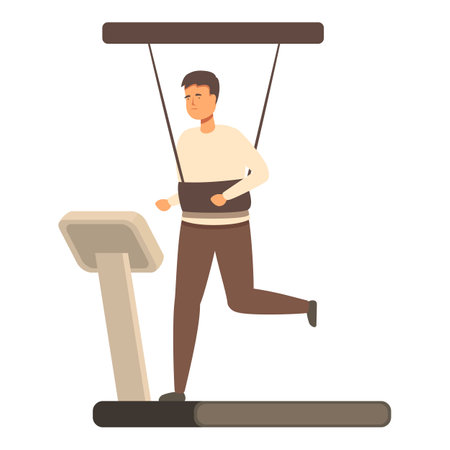 Training session running icon cartoon vector. Therapist patient. Character movingのイラスト素材