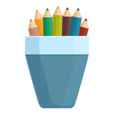 Blue color pencil stand icon cartoon vector. Holder art. Draw paintのイラスト素材