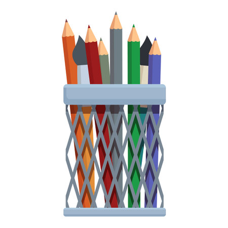 Steel pencil stand icon cartoon vector. Paint draw stationery. Design creativeのイラスト素材