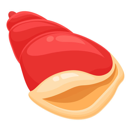 Red exterior conch icon cartoon vector. Colorful sea shell. Decorative artのイラスト素材