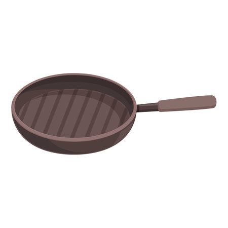 Grill fry pan icon cartoon vector. Home domestic tool. Cook equipmentのイラスト素材