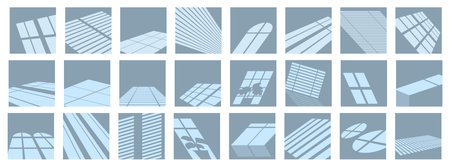 Overlay window icons set cartoon vector. Light reflection. Frame effect roomのイラスト素材