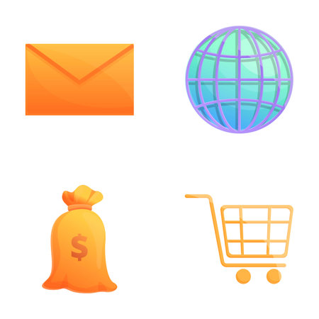 Internet marketing icons set cartoon vector. Product, price, place and promotion. Business conceptのイラスト素材