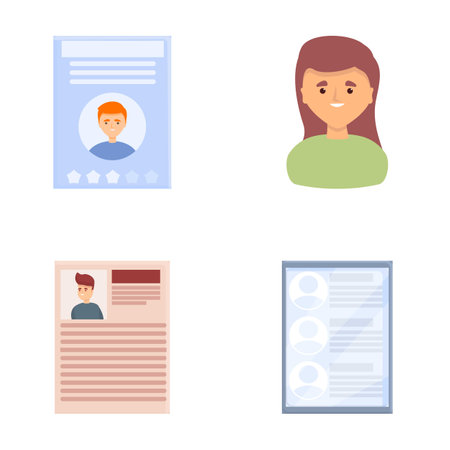 Headhunting icons set cartoon vector. Recruitment and headhunting agency. Candidate selection conceptのイラスト素材