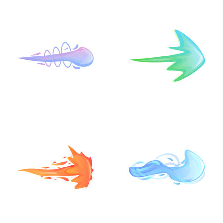 Shot energy icons set cartoon vector. Gun flashes or gunshot animation. Cartoon flash effectのイラスト素材