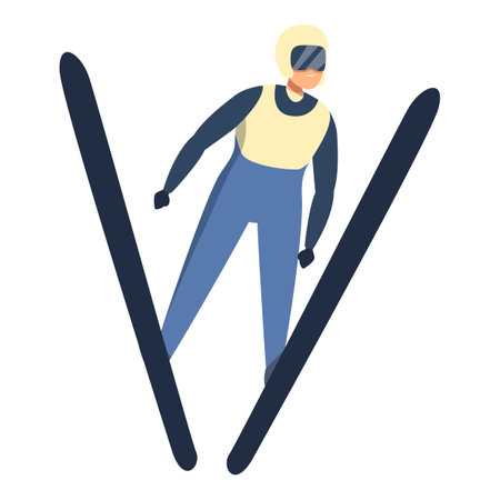 Ski jumper icon cartoon vector. Winter sport. Speed activity boyのイラスト素材