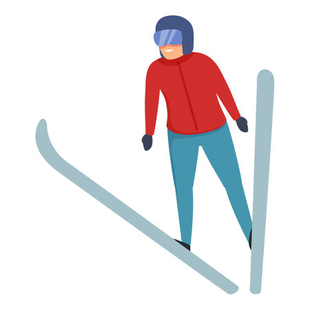 Outdoor ski jumper fun icon cartoon vector. Training equipment. Race skierのイラスト素材