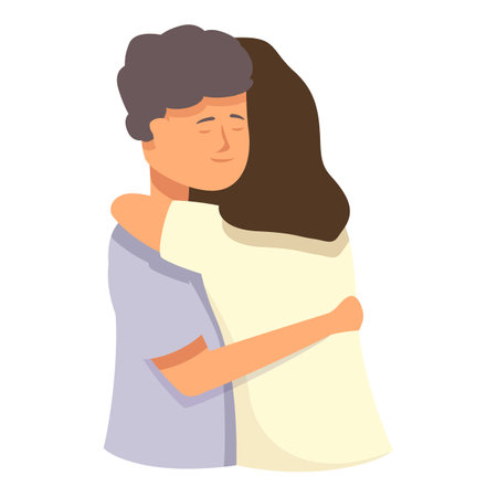 Calm couple embrace icon cartoon vector. Soul happy. Indoor emotionのイラスト素材