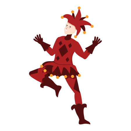 Happy dance joker icon cartoon vector. Cute game acrobat. Trick and treatのイラスト素材