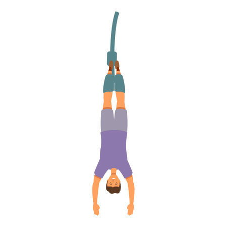 Extreme bungee jumping icon cartoon vector. Rope down. Recreation personのイラスト素材