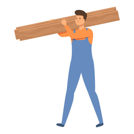 Carpenter take furniture parts icon cartoon vector. Wooden work. Home installのイラスト素材