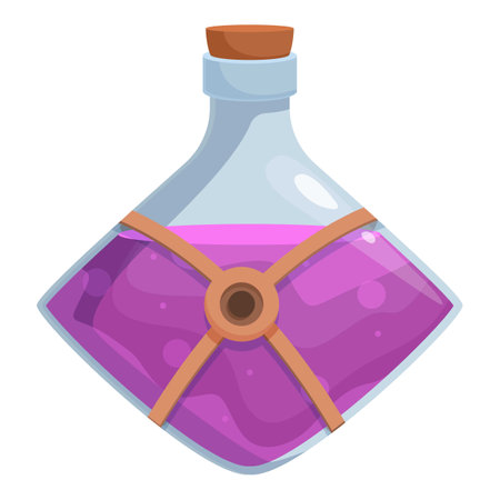 Violet potion magical icon cartoon vector. Alchemist lab energy. Occult flaskのイラスト素材