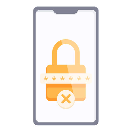 Locked password on phone icon cartoon vector. Safety hardware. Hacker render encryptionのイラスト素材