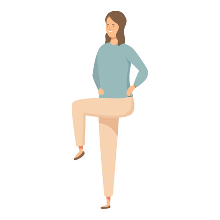 Illustration of a smiling woman in casual attire striking a confident pose with her hand on her hipのイラスト素材