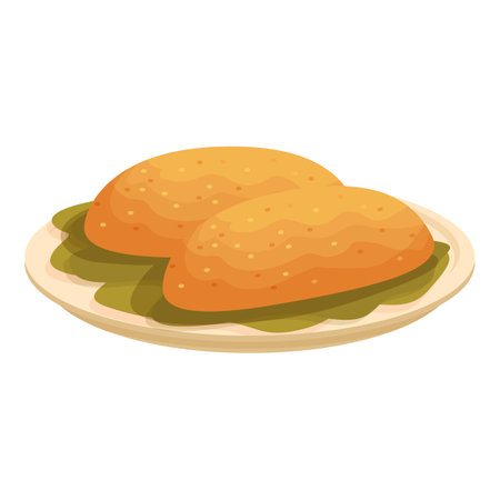 Vector illustration of a delicious, goldenbrown bread loaf served on a plateのイラスト素材