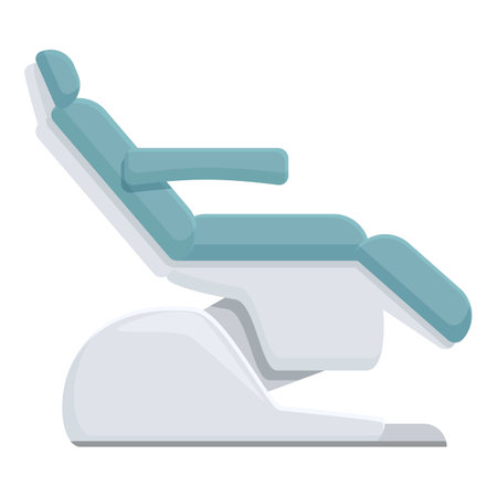 Contemporary vector illustration of a modern dental chair in a clean. Hygienic clinic environment. Suitable for dentistry office. Orthodontic treatment. And oral health care. Featuring adjustableのイラスト素材
